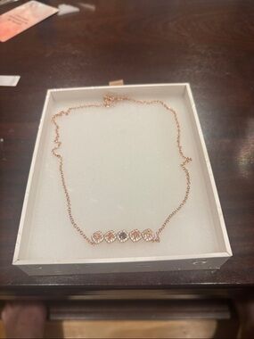 Delicate Rose Gold Crystal Bar Necklace Smokey Topaz and Brown Tourmaline